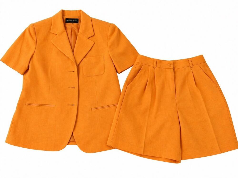 Requirements Women’s Orange 2 Piece Blazer Shorts Suit Set medium